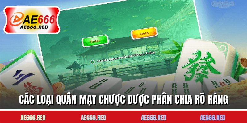 Các loại quân Mạt Chược được phân chia rõ ràng